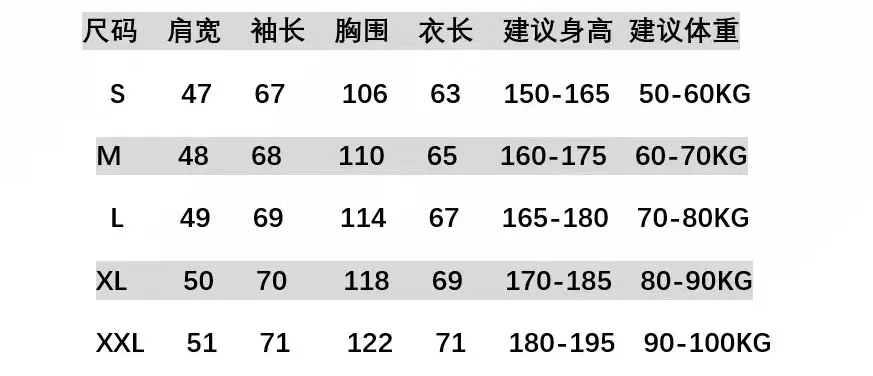 Size chart P940
